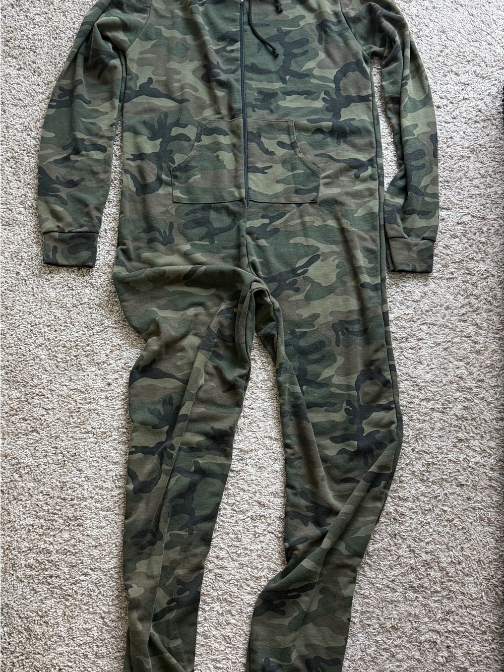 Camo One-Piece Zip Front Jumpsuit